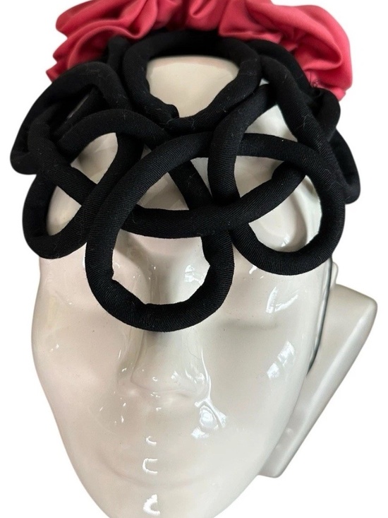 Fascinator Hat Red Rose & Black Knot Detail Vintage 50s main image 6